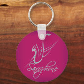 Porte-clés Parties scintillant saxophone Argent et rose (Recto)