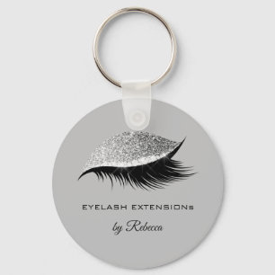 Porte-clés Parties scintillant simple en argent Eyelash beaut