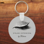 Porte-clés Parties scintillant simple en argent Eyelash beaut (Recto)