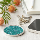 Porte-clés parties scintillant turquoise irisée (Côté)