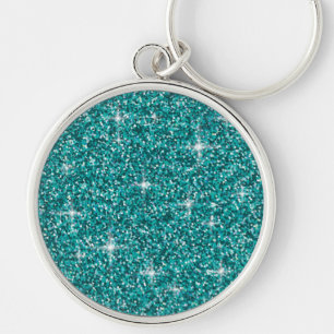 Porte-clés parties scintillant turquoise irisée