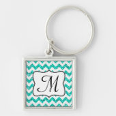 Porte-clés Parties scintillant Turquoise moderne Chevron Zig (Devant)