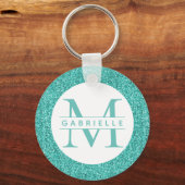 Porte-clés Parties scintillant turquoise Turquoise Monogram P (Recto)