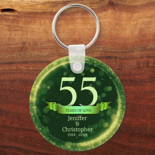 Porte-clés Parties scintillant verte Modifier l'année Anniver (Recto)