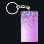 Porte-clés Parties scintillant violet étincelle Glam métal No<br><div class="desc">Purple Faux Foil Métallique Parties scintillant étincelante Métal brossé Monogramme Nom Porte - clé. Cela rend le cadeau parfait pour 16 ans,  mariage,  douche nuptiale,  anniversaire,  baby shower ou bachelorette pour quelqu'un qui aime le luxe glam et les styles chic.</div>