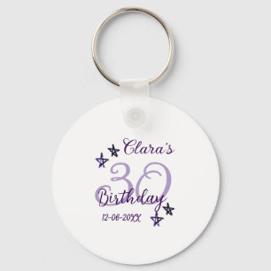 Porte-clés Parties scintillant violet étoiles 30e anniversair