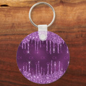 Porte-clés Parties scintillant violet gouttes monogramme init (Recto)