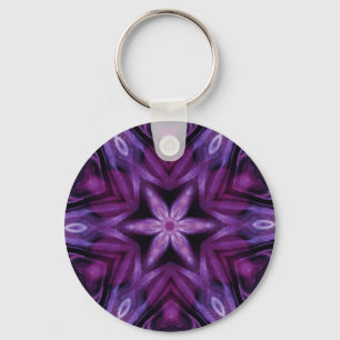 Porte-clés Parties scintillant violette Coeur et Fleur Motif 