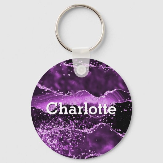 Porte-clés Parties scintillant violette rose agneau nom (Recto)