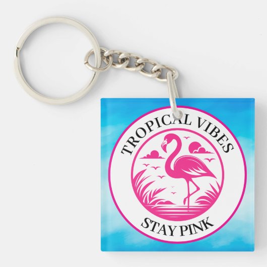 Porte-clés Parure de cercle d'été Flamant Rose-68730 (Devant)