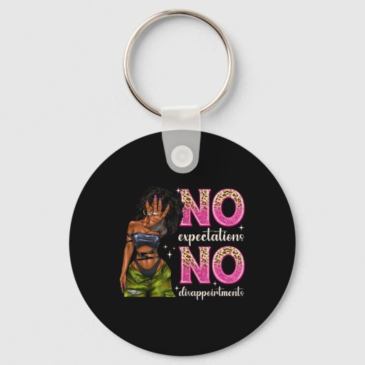 Porte-clés Pas D'Attentes Ni De Déceptions Afro Black Woma (Recto)