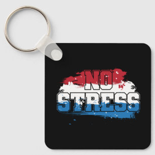 Porte-clés Pas de stress - Rouge Blanc Bleu Positif Esprit