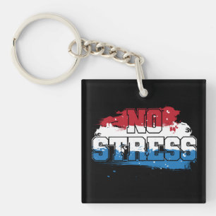Porte-clés Pas de stress - Rouge Blanc Bleu Positif Esprit