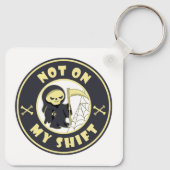 Porte-clés Pas sur mon poste Grim Reaper Citation d'Halloween (Dos)