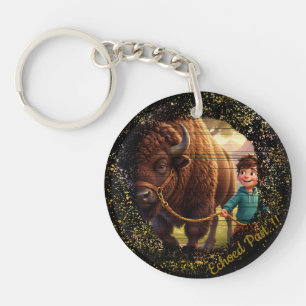 Porte-clés Passé Résonnant Garçon Fantaisiste et Bison sur Me