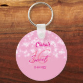 Porte-clés Pastel bébé rose doux 16 anniversaire ajouter nom  (Recto)