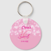Porte-clés Pastel bébé rose doux 16 anniversaire ajouter nom  (Verso)