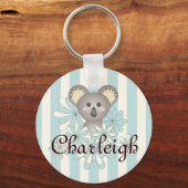 Porte-clés Pastel Blue Stripe Cute Baby Koala Kids (Recto)