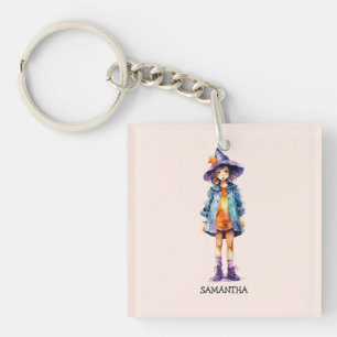 Porte-clés Pastel Cute Witch Girl Halloween esthétique