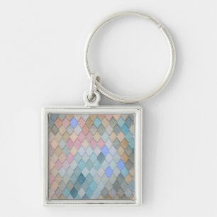Porte-clés Pastel Diamond Motif Mermaid bleu rose vert
