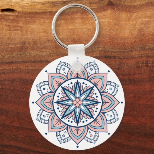 Porte-clés Pastel Floral Mandala complexe (Recto)