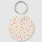 Porte-clés Pastel Floral Pattern – Cute Yellow, Pink & Purple (Verso)