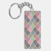 Porte-clés Pastel Floral Quilt Carré (Devant gauche)
