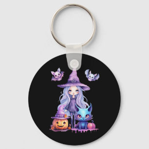 Porte-clés Pastel Halloween Witch Chat Citrouille Pastelcore