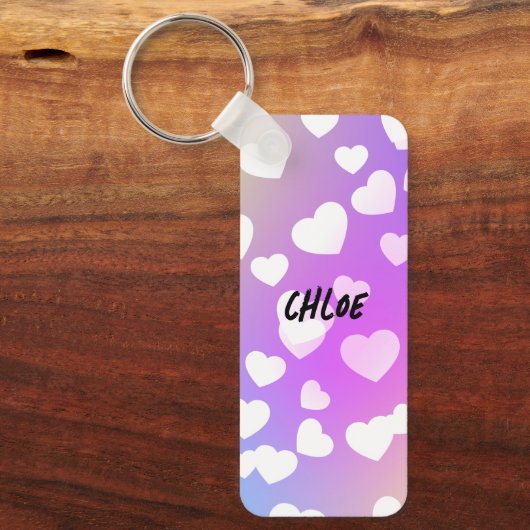 Porte-clés Pastel Hearts Porte - clé personnalisé. (Recto)