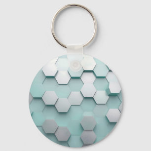 Porte-clés Pastel Minthe Hexagone Mosaïque 3D