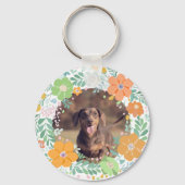 Porte-clés Pastel Orange Dachshund Custom Name & Photo (Verso)