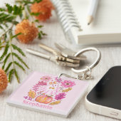 Porte-clés Pastel Pink Halloween Ghost with Custom Name (Devant Droit)