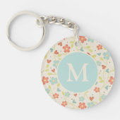 Porte-clés Pastel Pretty Spring Motif Floral Monogramme (Devant)