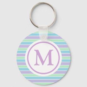 Porte-clés Pastel Purple Bleu Bleu Grandes Vertes Monogrammes