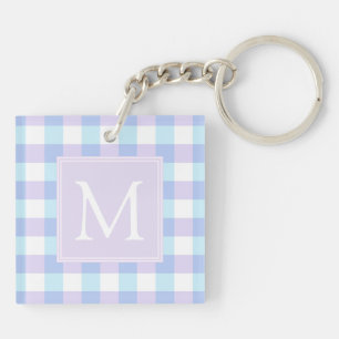 Porte-clés Pastel Purple En vichy Monogramme