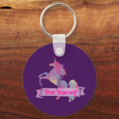 Porte-clés Pastel rose Abstrait Unicorne Silhouette (Recto)
