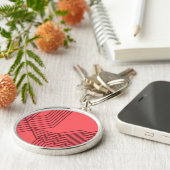 Porte-clés Pastel Rouge, simple, moderne, design géométrique (Côté)