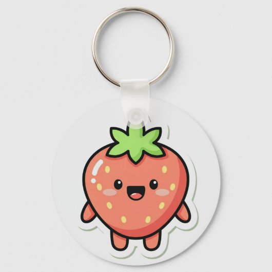 Porte-clés Pastel Strawberry Aesthetic Sticker – Cute Fruit I (Recto)