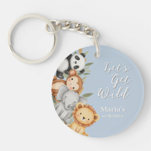Porte-clés Pastel Tropical Wild One Jungle Safari Animaux