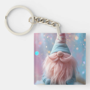Porte-clés Pastel Unicorn Gnome / Gonk avec barbe rose bouffa