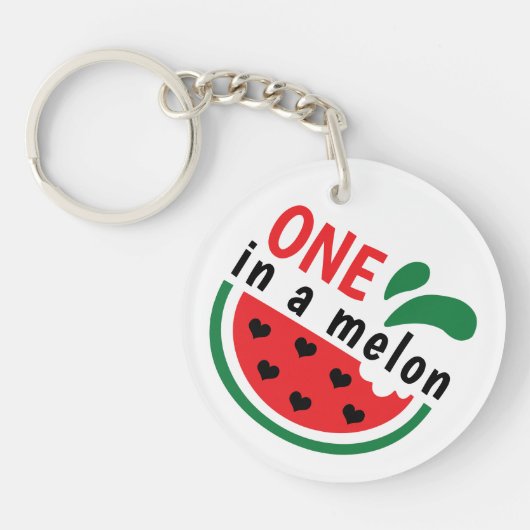 Porte-clés Pastèque de coeur ONE dans un Melon (Devant)