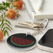 Porte-clés Pastèque de Palestine Broderie tatreez rouge (Devant droit)