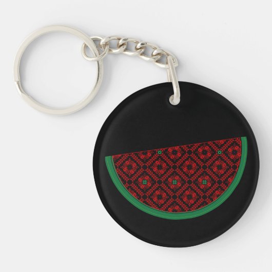 Porte-clés Pastèque de Palestine Broderie tatreez rouge (Devant)