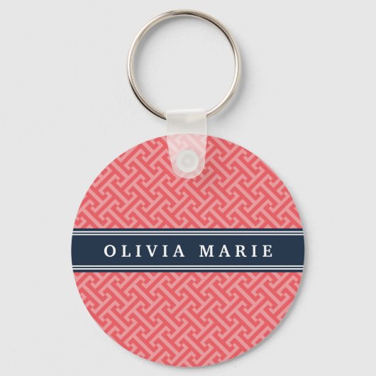 Porte-clés Pastèque dorée rose Clé grecque Motif avec nom (Recto)