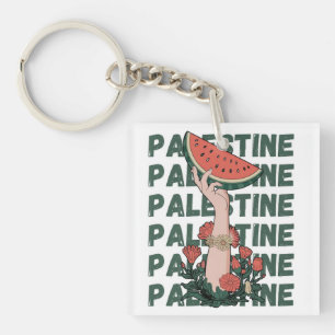Porte-clés pastèque, fleurs et palestine Texte Répéter