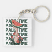Porte-clés pastèque, fleurs et palestine Texte Répéter (Dos)