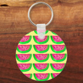Porte-clés Pastèque rose juteuse motif sur fond de citron (Recto)