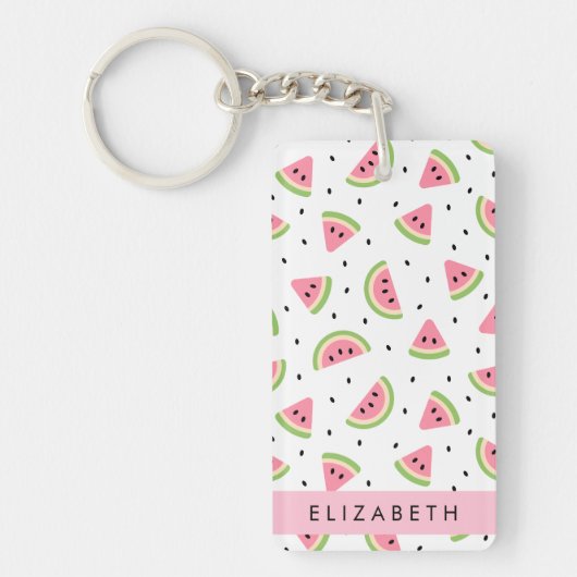 Porte-clés Pastèque Rose, Pâtes De Pâques, Votre Nom (Devant)