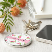 Porte-clés Pastèque Rose, Pâtes De Pâques, Votre Nom (Côté)