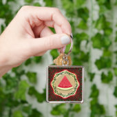 Porte-clés pastèque sur plaque d'olive avec tatreez palestini (main)